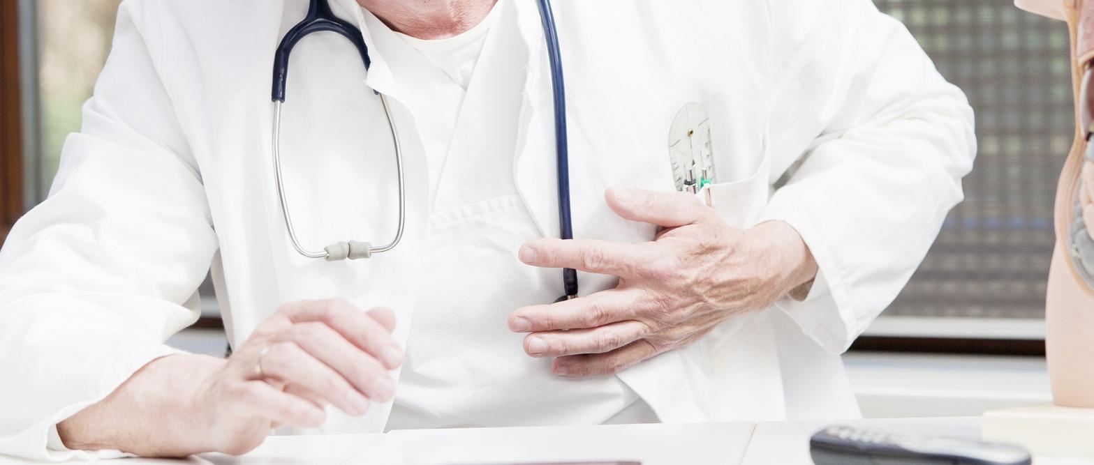 A doctor having a heart attack