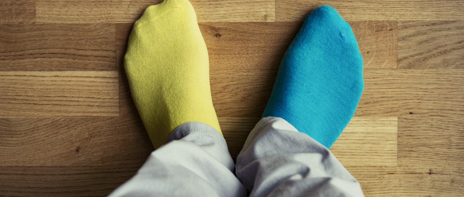 Men's feet in socks